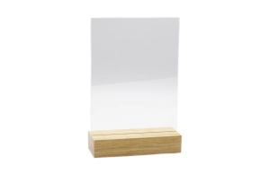 Kaarthouder a5 plexi met bamboe voet - blank